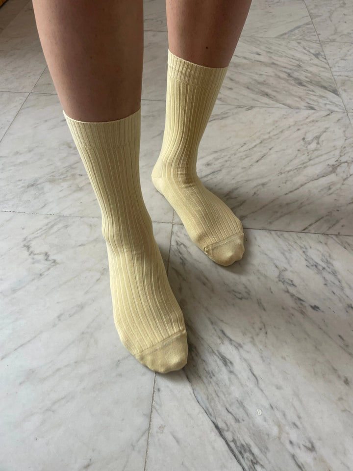 Rib Overankle Socks, Bog Yellow BASERANGE
