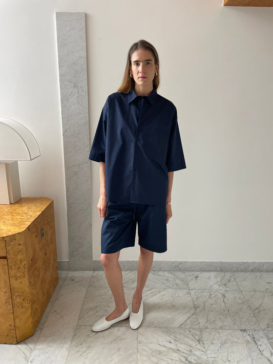 Bermuda Cotton Poplin, Navy BAMBOU ROGER KWONG