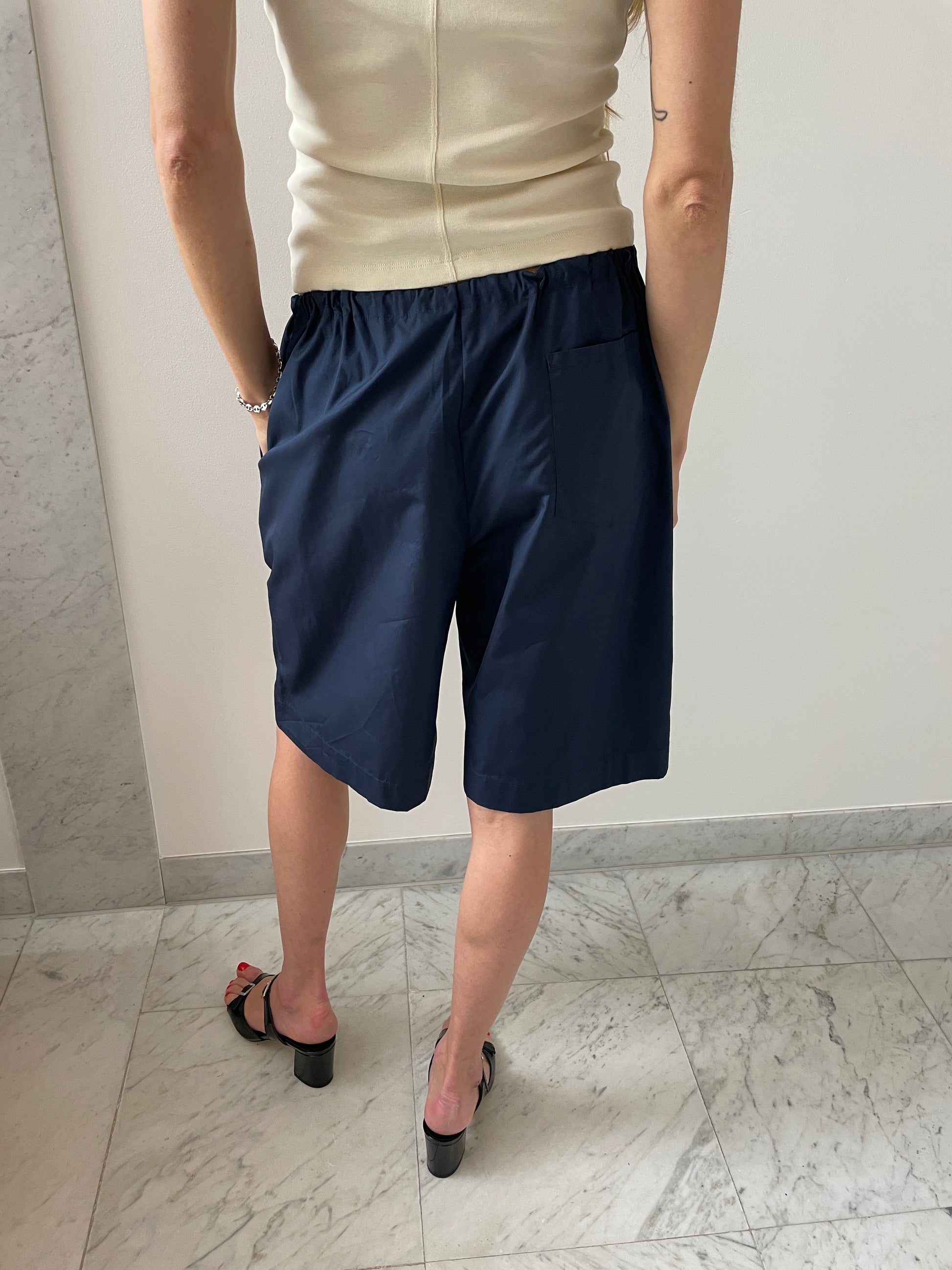 Bermuda Cotton Poplin, Navy BAMBOU ROGER KWONG