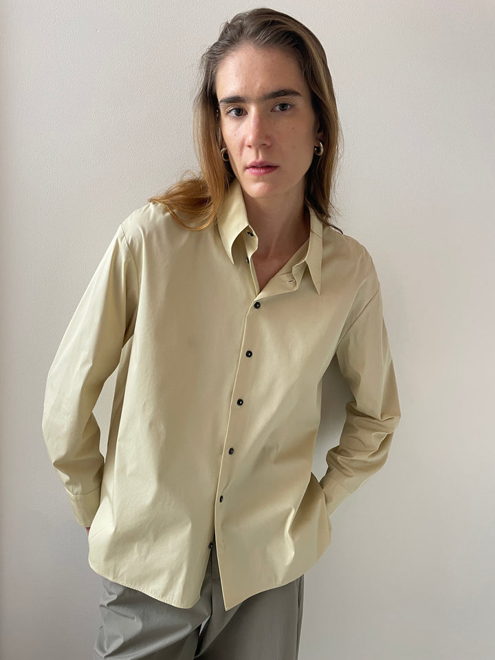 Oversized Long Sleeve Shirt, Oyster White BAMBOU ROGER KWONG
