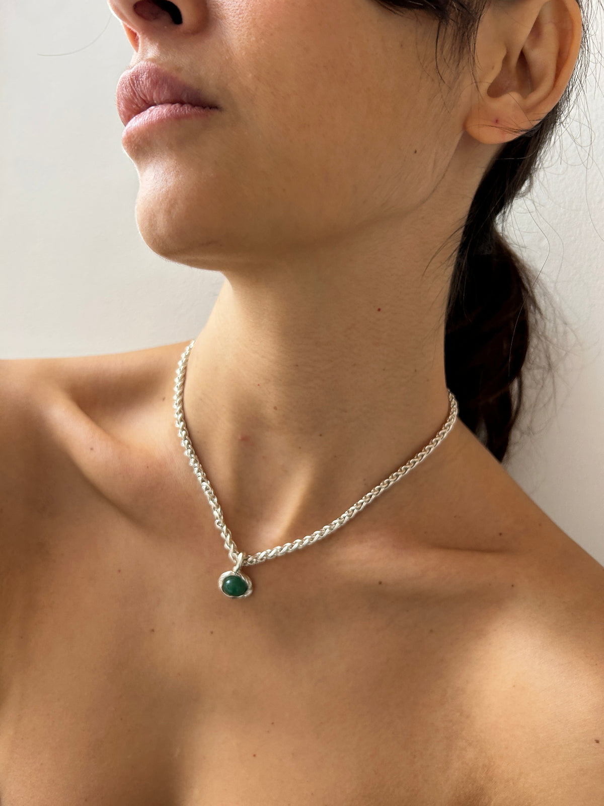Kamma Necklace, Silver & Jade Corali