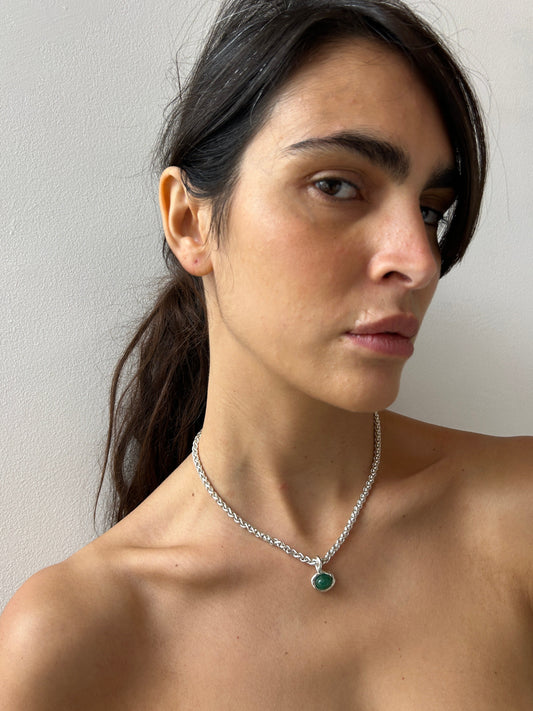 Kamma Necklace, Silver & Jade Corali