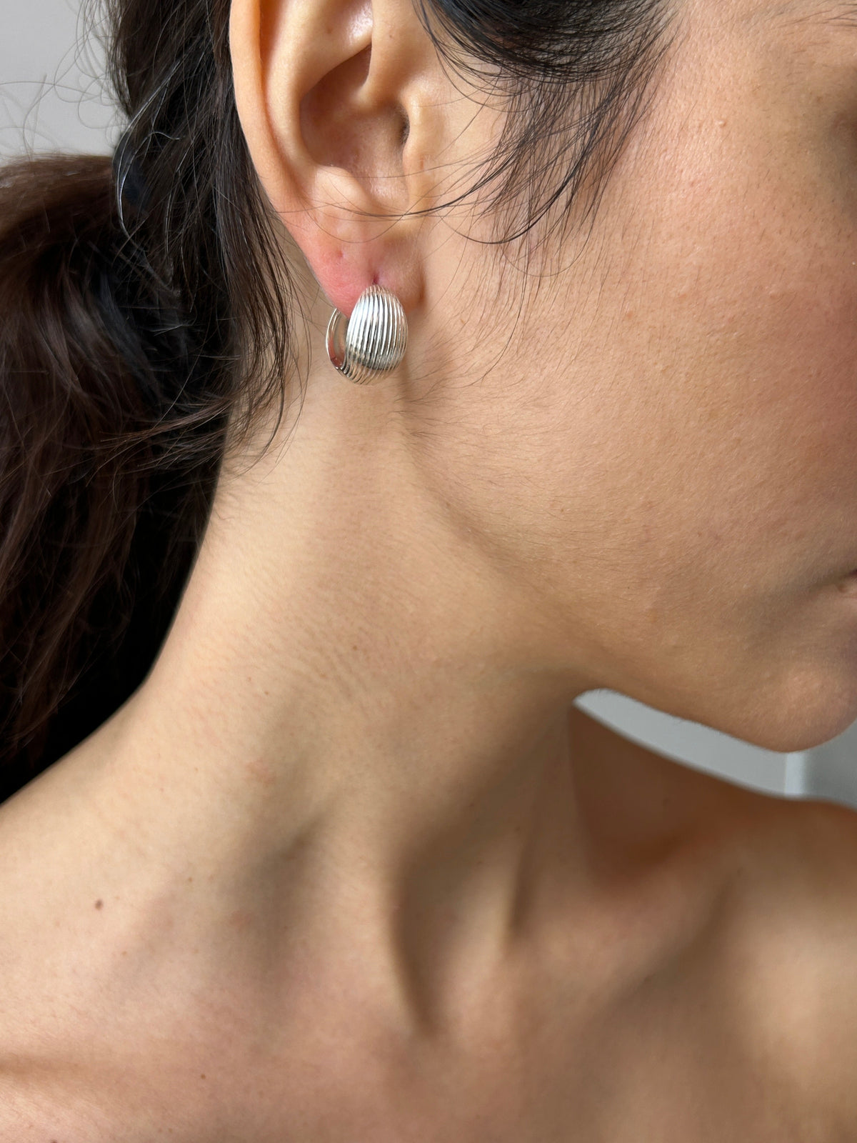 Large Reversible Hinged Hoops, Silver SOPHIE BUHAI