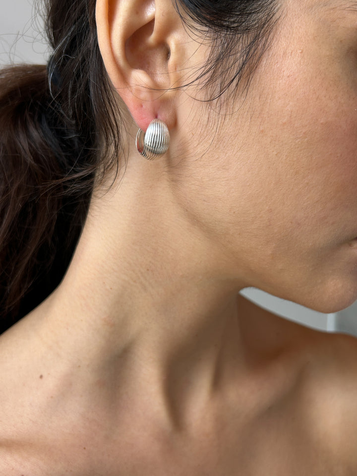 Large Reversible Hinged Hoops, Silver