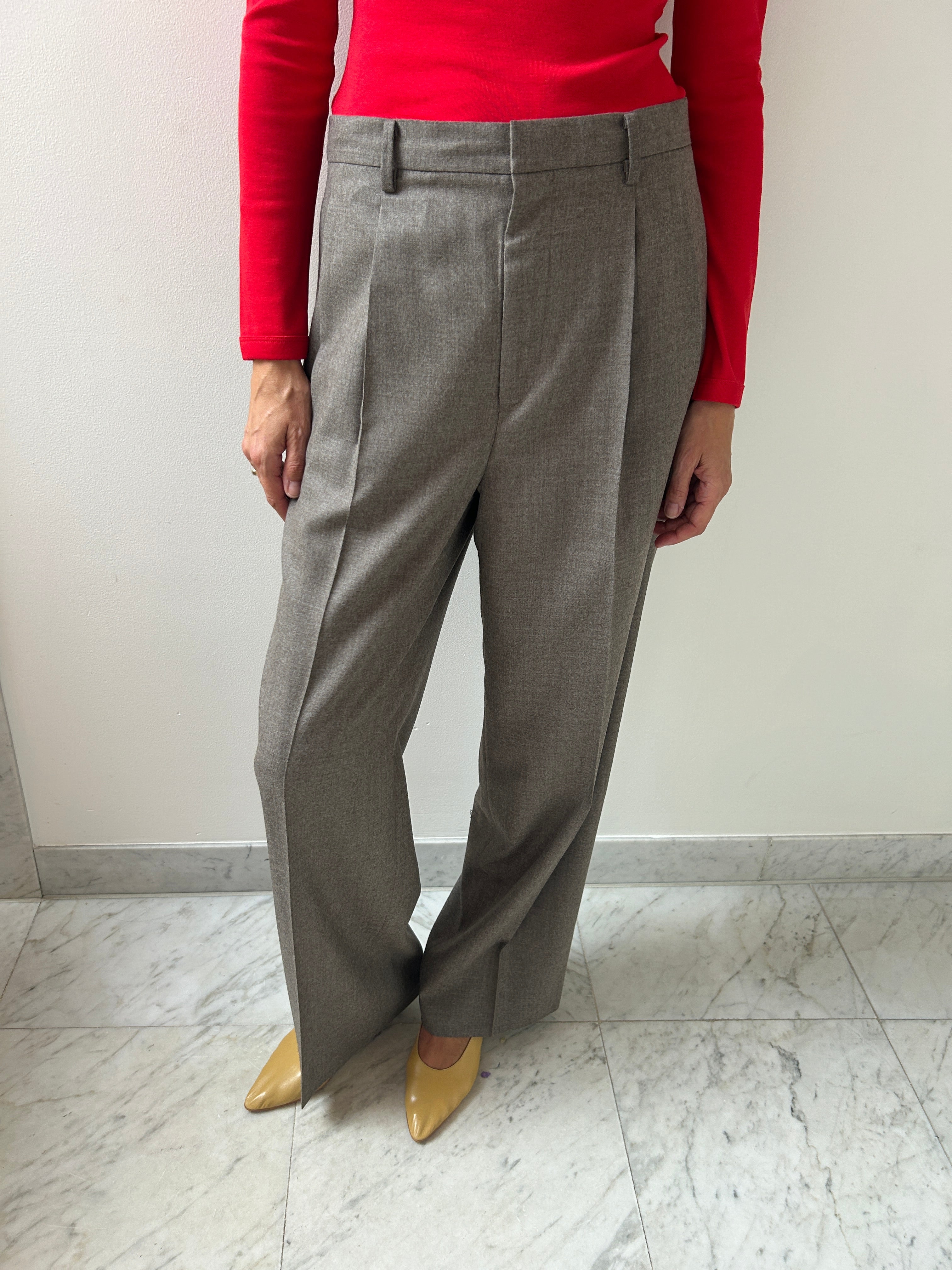 Light Wool Two-Tuck Slacks, Top Brown – Carmen Amsterdam