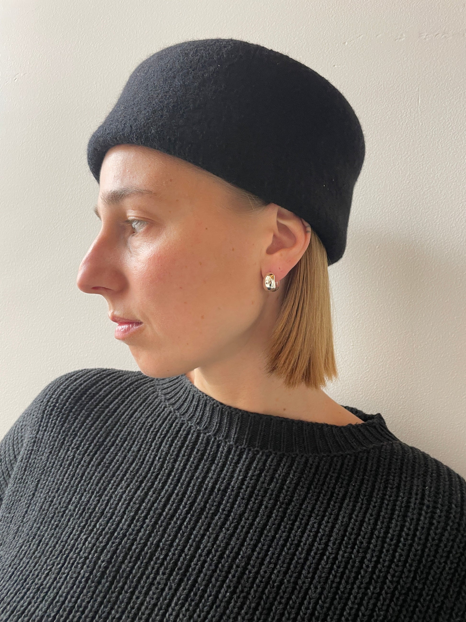 Boiled Wool Cozy Hat, Black PIEN STUDIOS