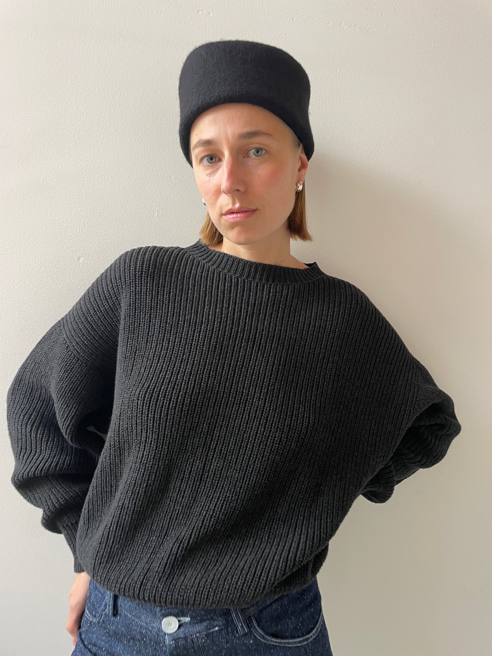 Boiled Wool Cozy Hat, Black PIEN STUDIOS