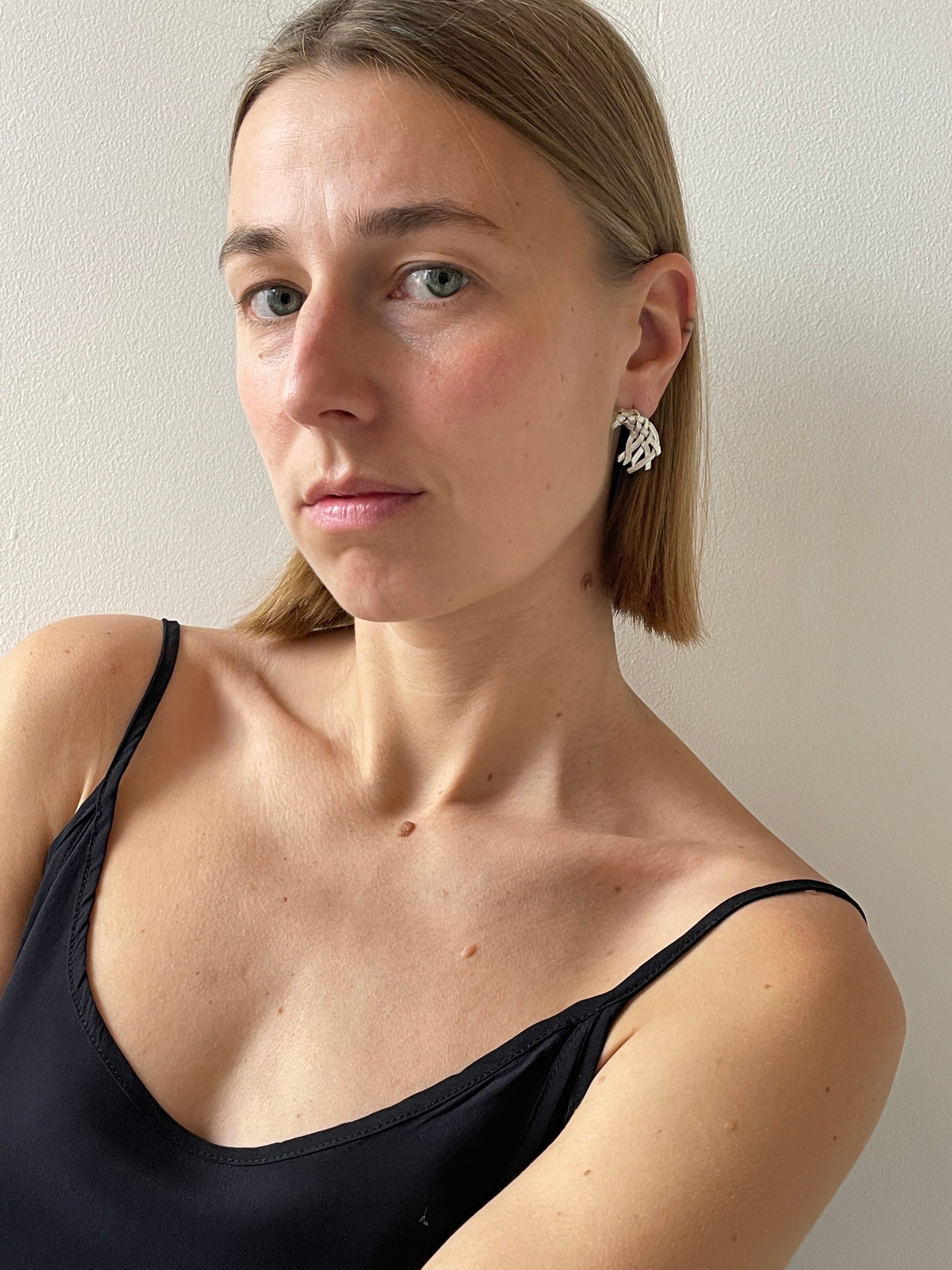 Earring Studs, Brushed Silver RIER