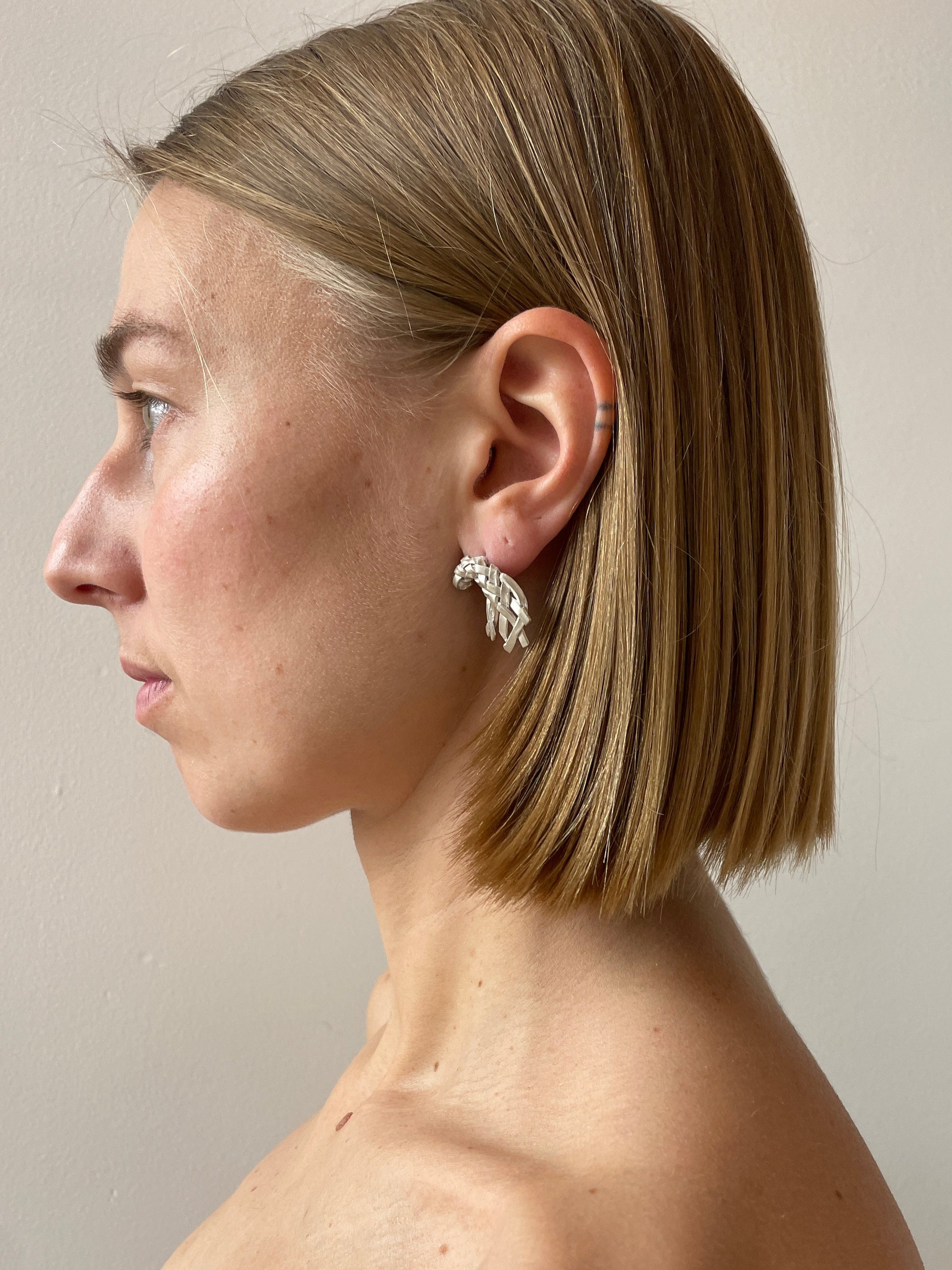 Earring Studs, Brushed Silver RIER