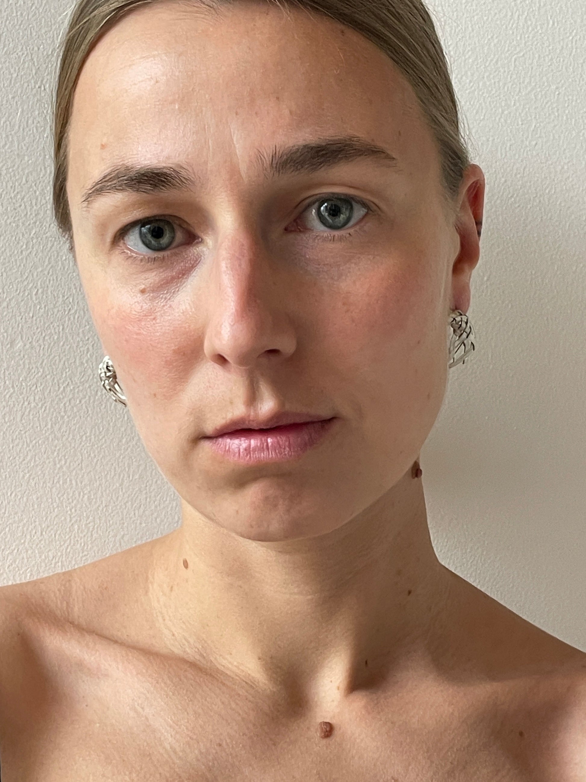 Earring Studs, Brushed Silver RIER