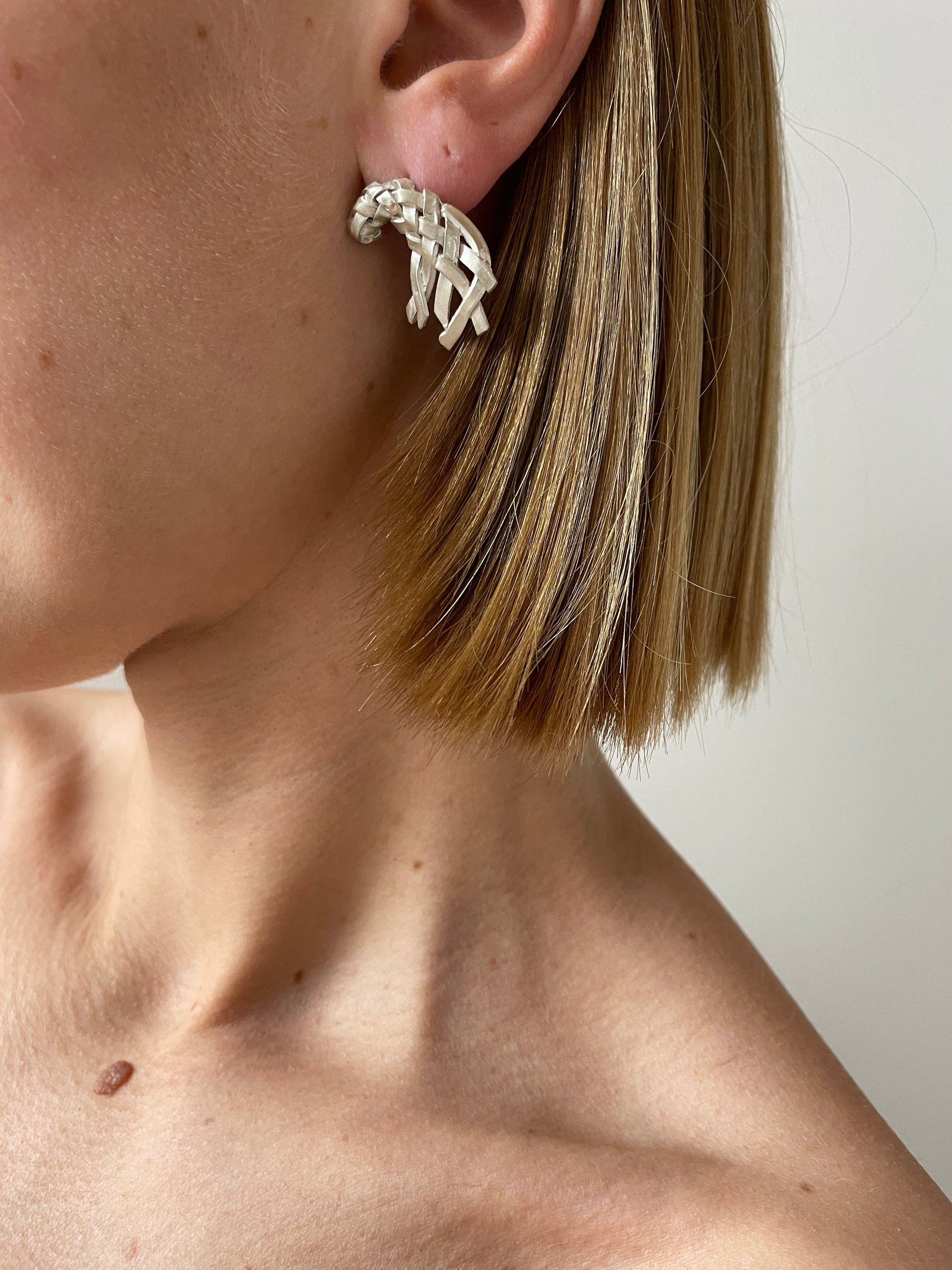 Earring Studs, Brushed Silver RIER