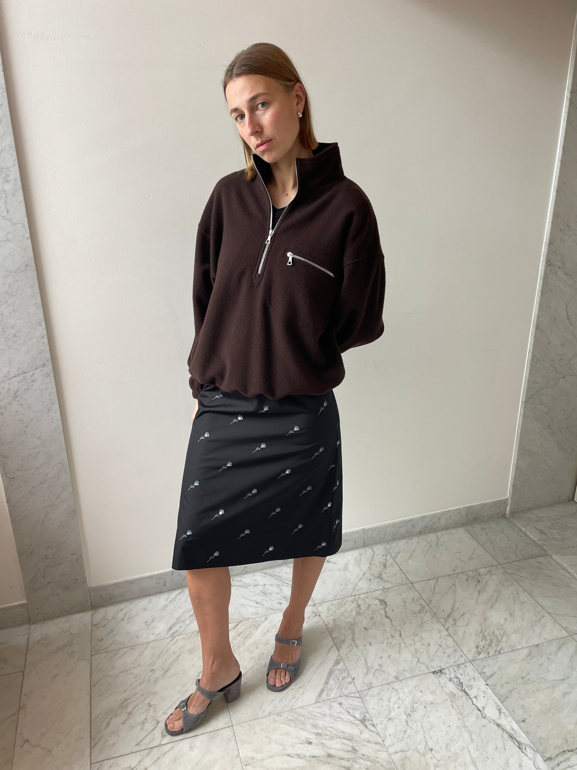 Skirt, Black Flowers RIER