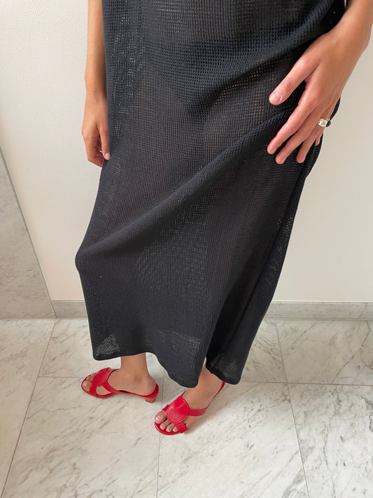 Grid Mesh Long Tunic, Black GIL RODRIGUEZ