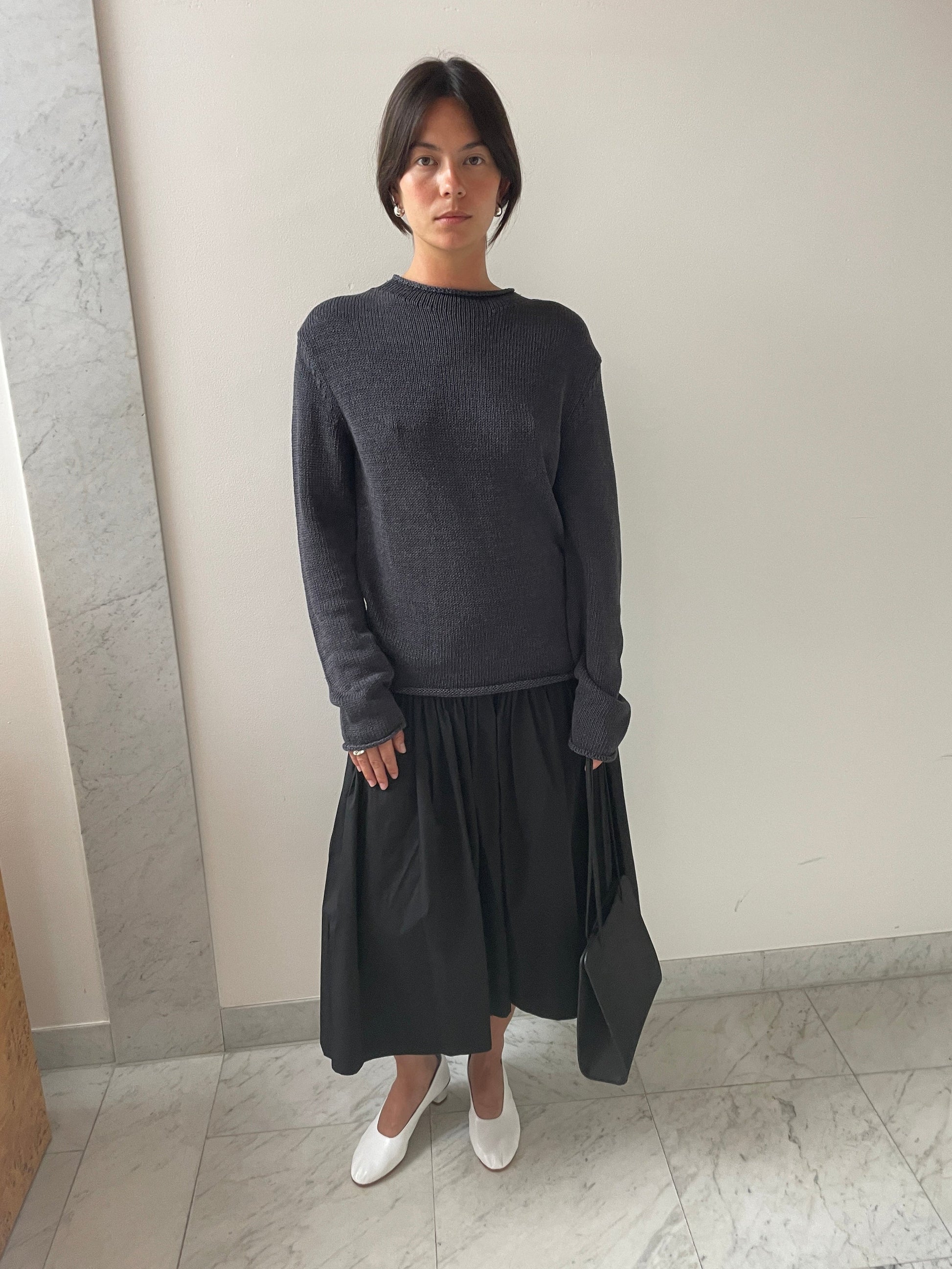 Paper Yarn Pullover, Charcoal Amomento
