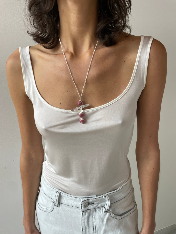 La Bussola Necklace 22", Silver & Quartz SANTANGELO