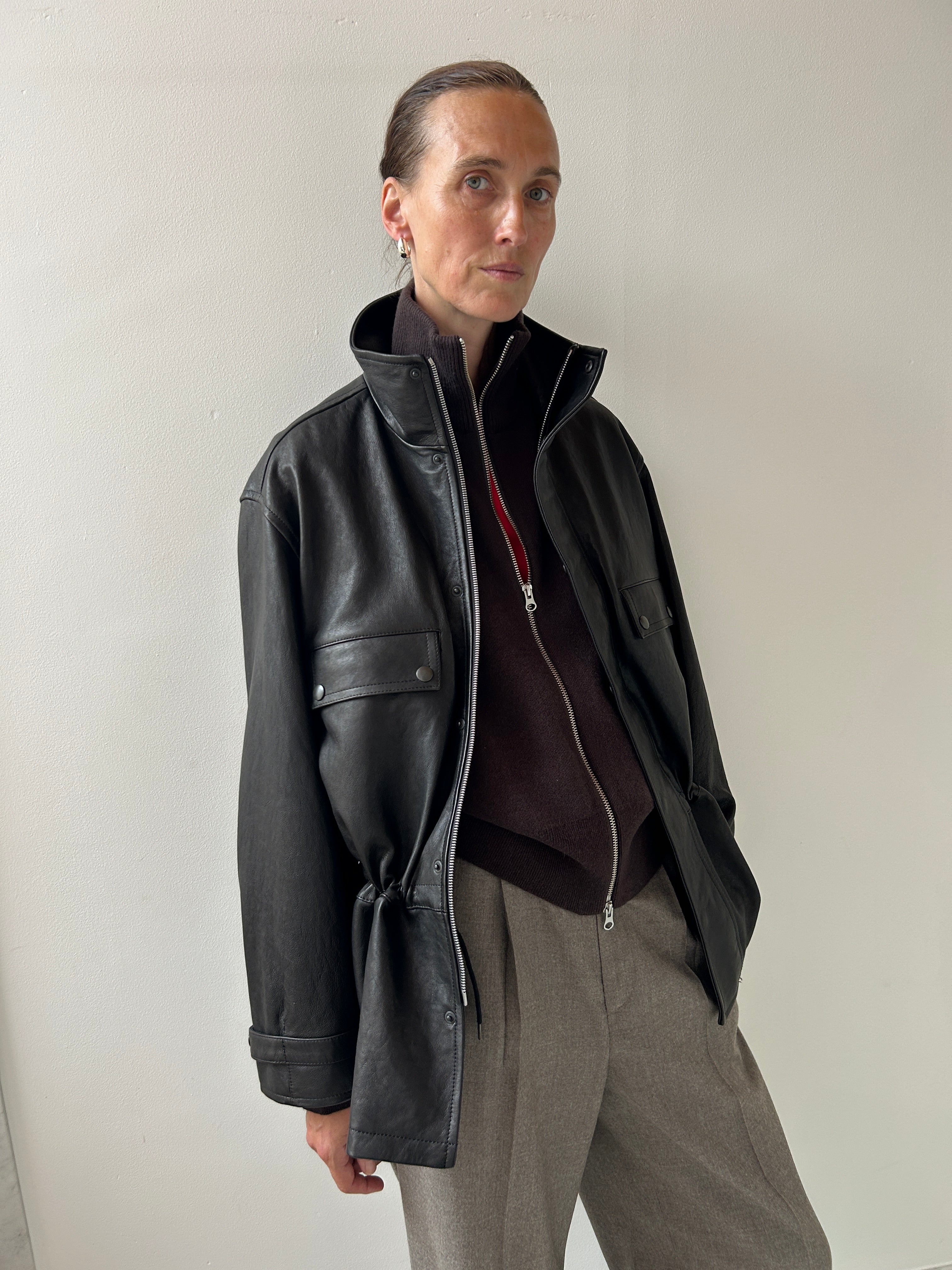 Textured Lamb Leather Blouson, Black – Carmen Amsterdam