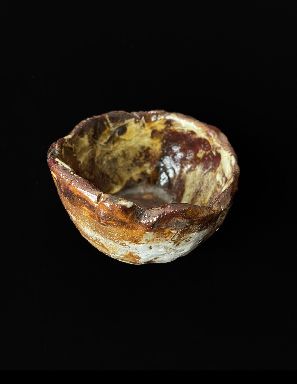 Tea Cup, Brown White Glaze