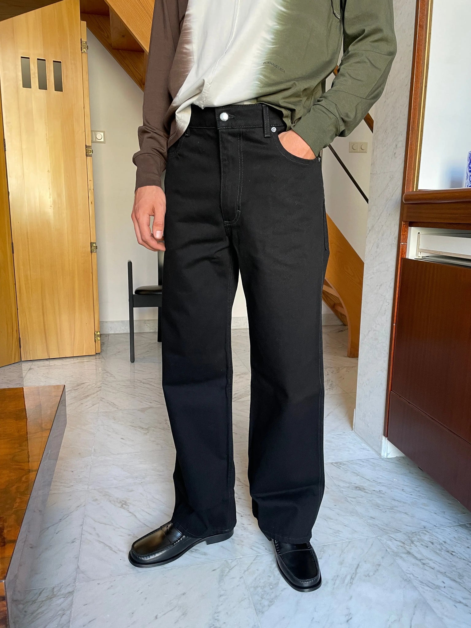 Wide Leg Jean, Almost Black ECKHAUS LATTA